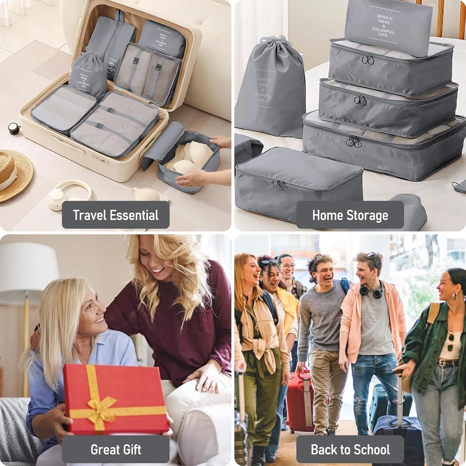 Packing Cubes - 10 Set Luggage Organizer Bags for Family, Mesh Breathable Travel Packing Cubes for Suitcases, Durable Travel Essentials Bags Set