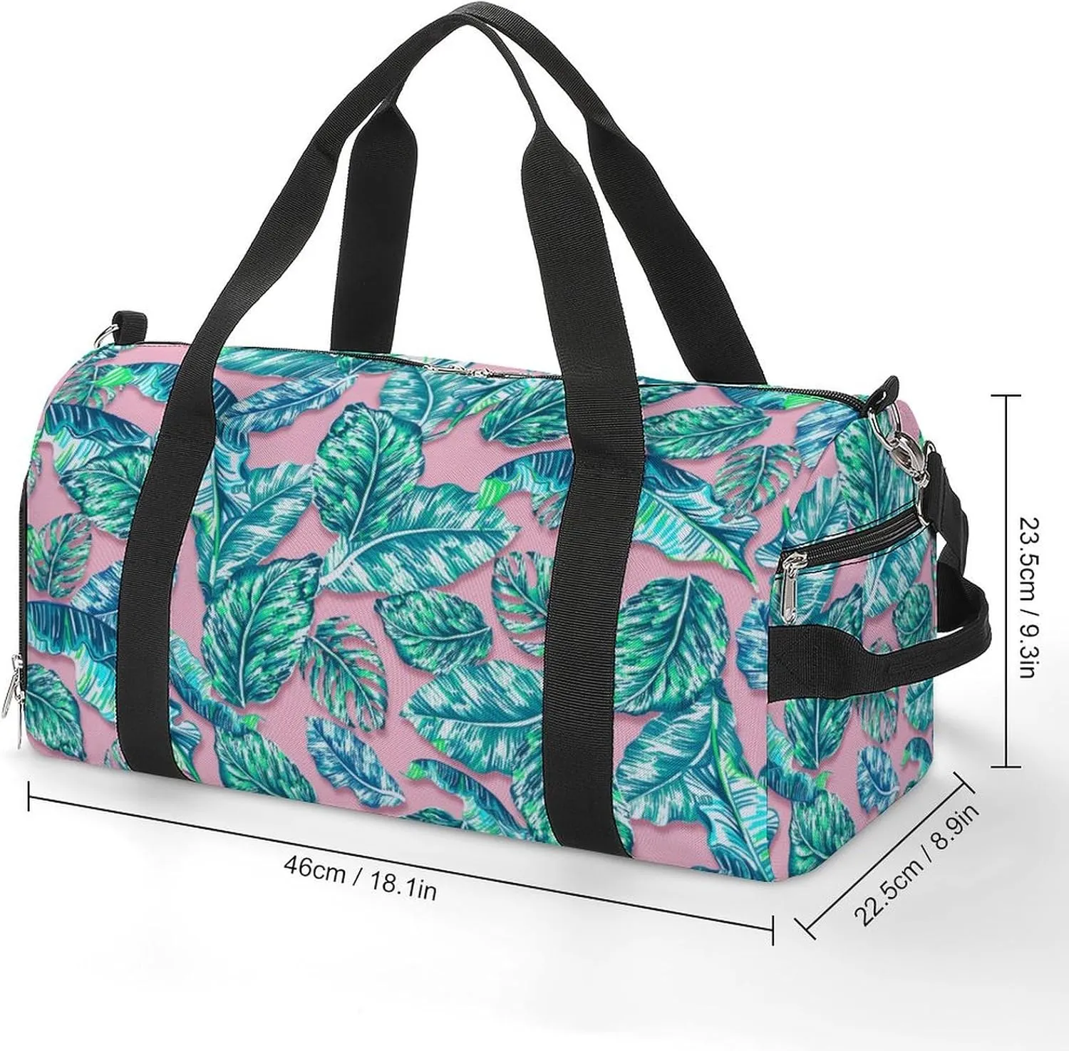 Palm Leaf Sport Gym Duffle Travel Bag with Shoe Compartment,Wet Pocket for Men and Women