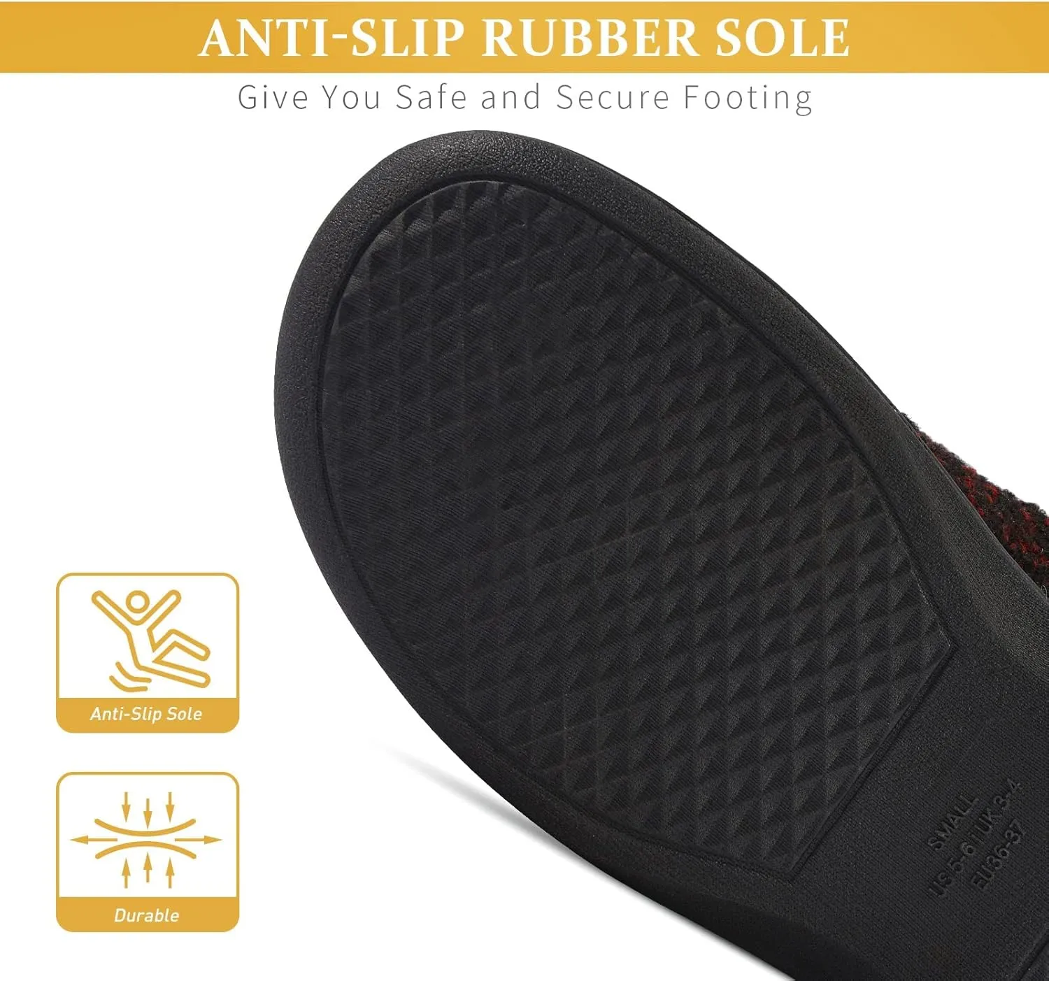 Parlovable Women Indoor Bedroom Slippers, Memory Foam House Shoe, Gifts for Ladies Cozy Wool-like Anti-Skid Rubber Sole