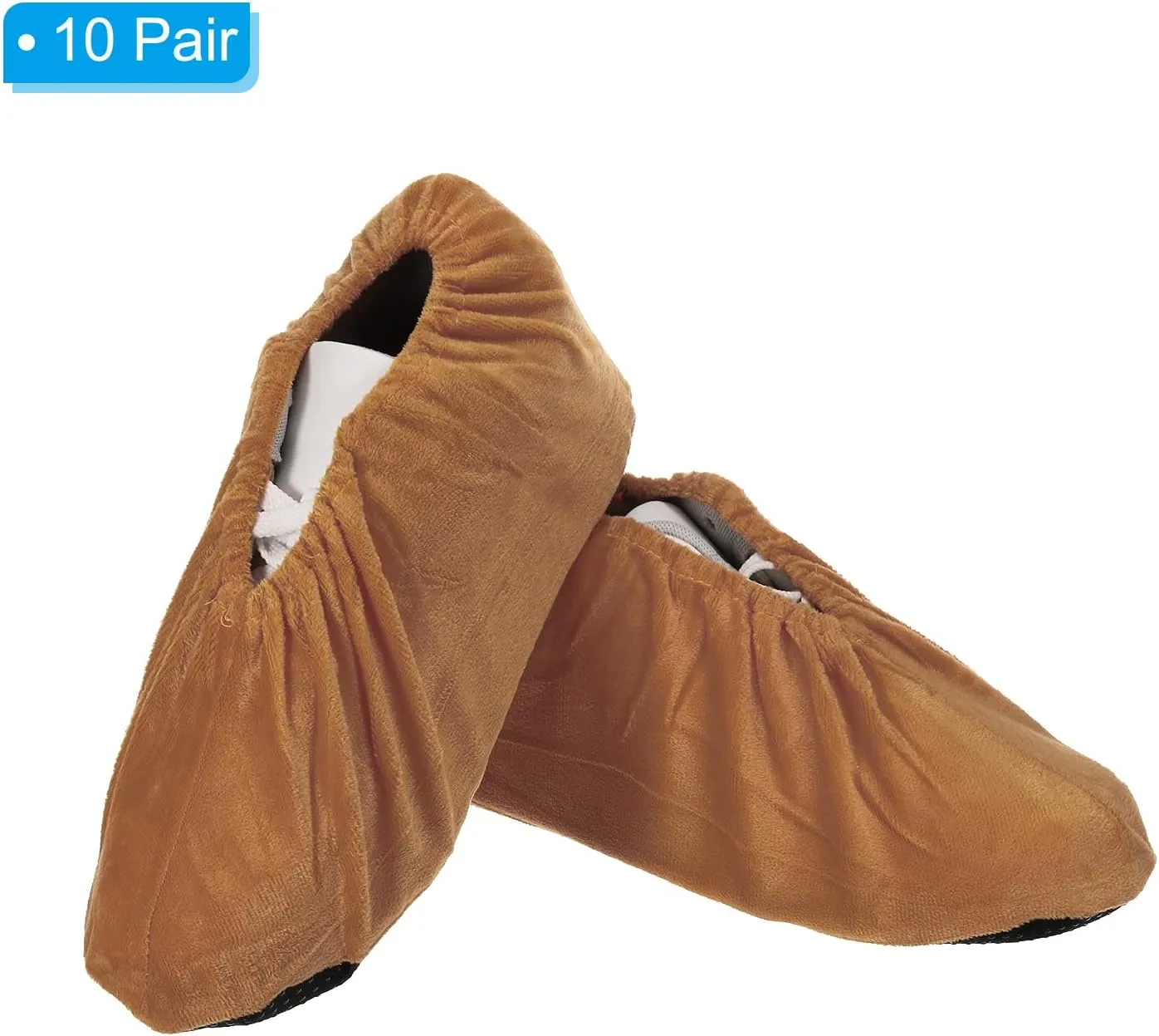 PATIKIL Shoe Covers, 10 Pairs Reusable Non Slip Shoe Protector Covers Washable Soft Shoe Cover for Household Office, Brown
