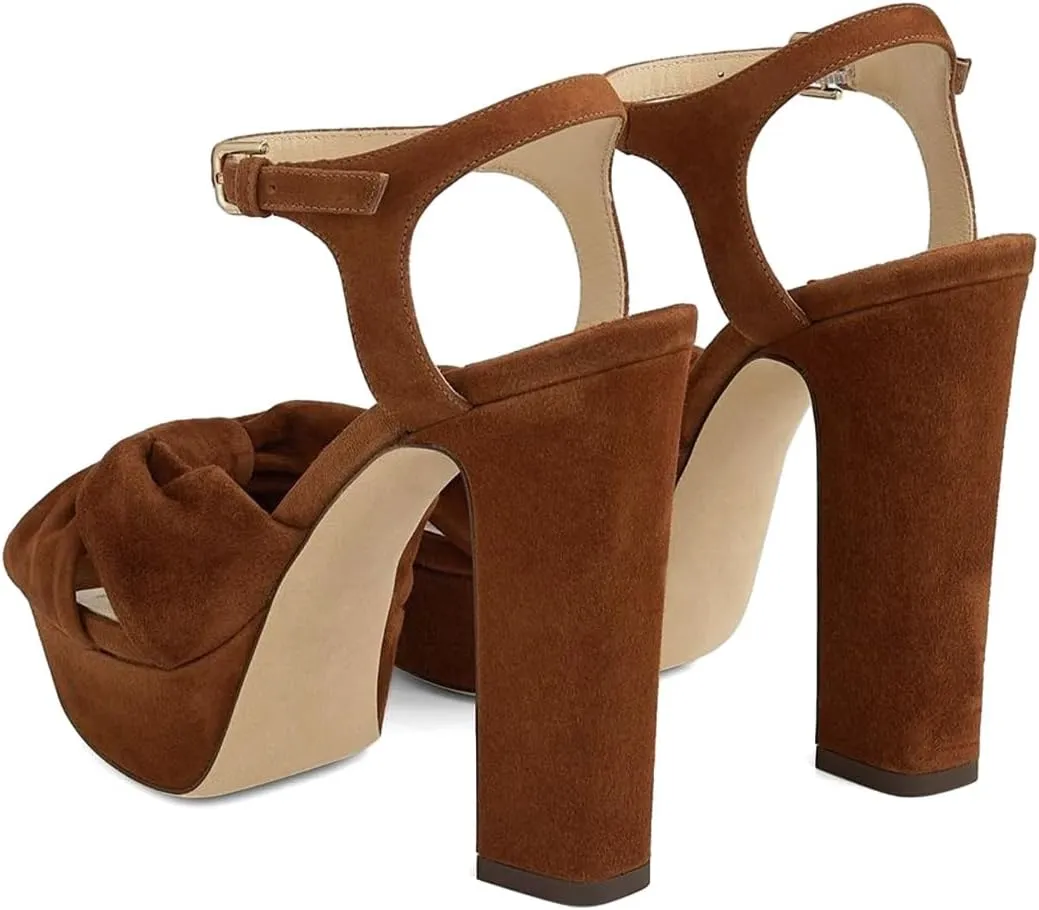 Pazzion Women Chunky Platform Open Toe High Heeled Sandals Soft Velvet Ankle Strap Buckle Bows Block Heel Pumps Cozy Wedding Prom Shoes Size 4-16 US