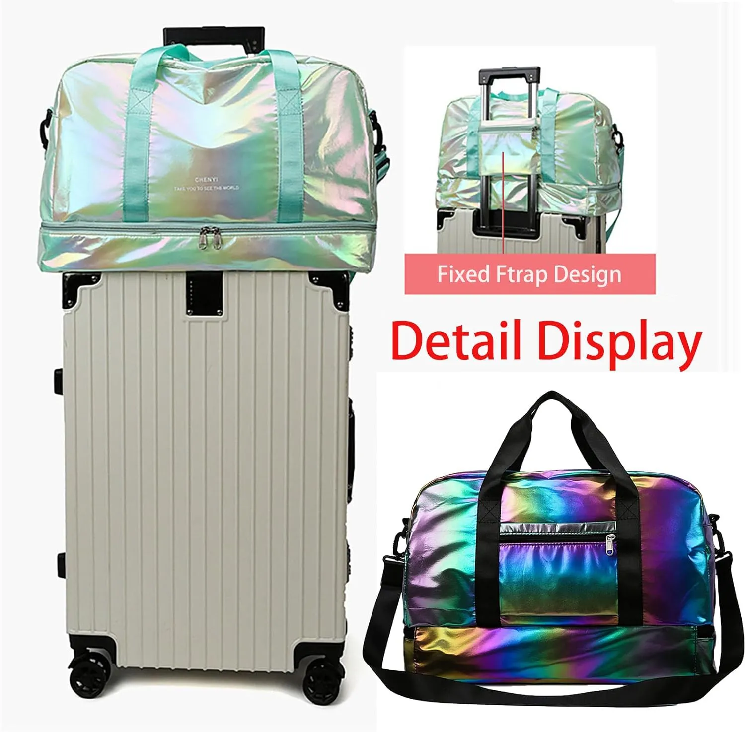 Pearl Fabric Sports Tote Gym Bag with Wet Pocket Shoes Compartment Shoulder Weekend Bag for Women (Pearl Black)