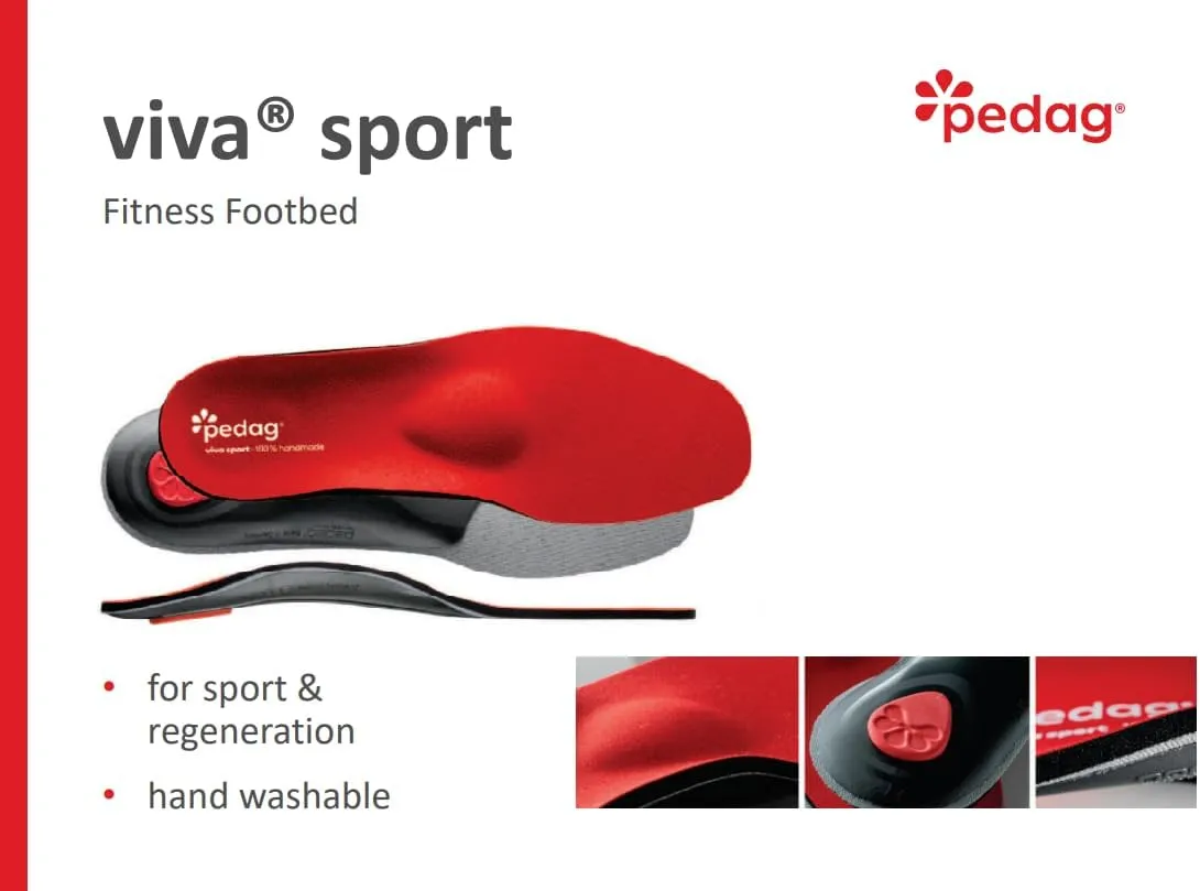 Pedag Viva Sport | Orthotic Inserts | Arch Support | Metatarsal Pad | Ideal for Low & High Impact Activities | Soft & Vegan Friendly | Handmade in Germany | 1 Pair | Women US 12/ Men 9/ EU 42