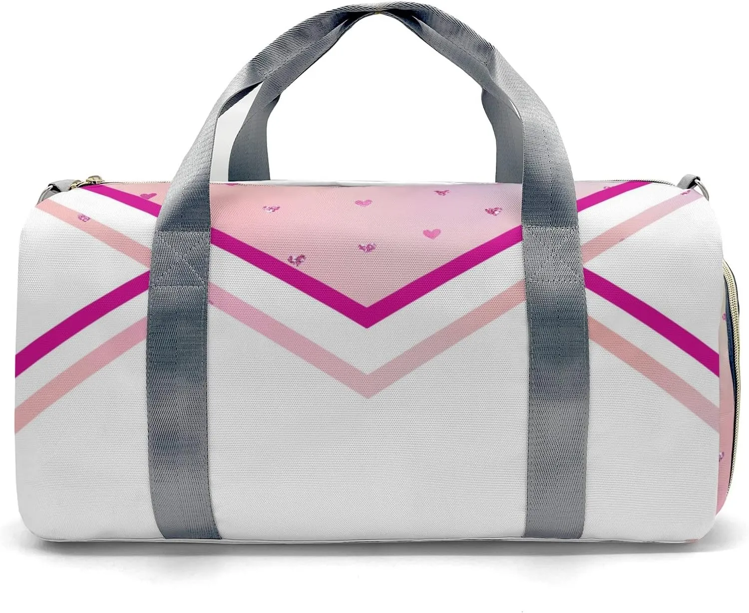 Personalized Cheer Pink Love Heart Cheerleader Multi-Function Travel Duffel Handbag Large Capacity Handbag Women Men Gym Yoga Ballet with Name