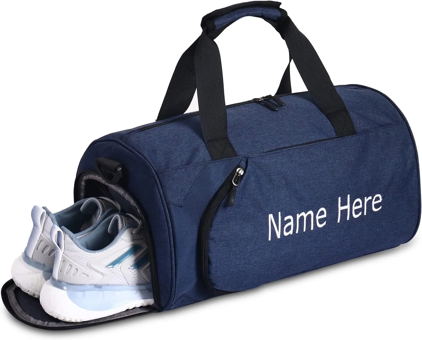 Personalized Duffel Bag, Custom Embroidered Gym Bag, Gym Bag with Shoe Compartment & Wet Dry Pockets, Sports Gym Travel Bag for Women & Men (Blue, L)