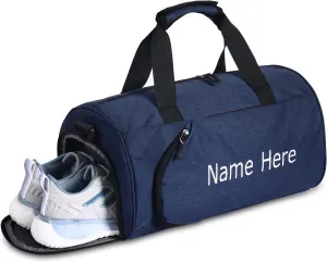 Personalized Duffel Bag, Custom Embroidered Gym Bag, Gym Bag with Shoe Compartment & Wet Dry Pockets, Sports Gym Travel Bag for Women & Men (Blue, L)