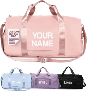 Personalized Duffel Bags - Weekender, Overnight Travel Bag with Wet/Dry Pockets & Shoe Compartment - Custom Bridesmaid/Groomsman Gift, Cheerleading Dance Pack, Durable Spacious Gym Tote