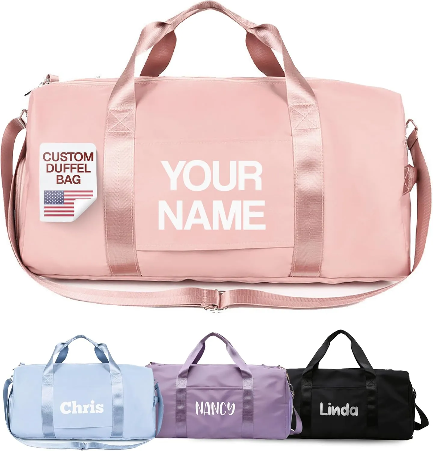 Personalized Duffel Bags - Weekender, Overnight Travel Bag with Wet/Dry Pockets & Shoe Compartment - Custom Bridesmaid/Groomsman Gift, Cheerleading Dance Pack, Durable Spacious Gym Tote
