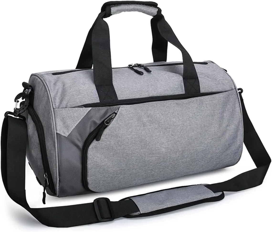 Personalized Duffle Bag for Women Men with Shoes Compartment Dry and Wet Space Individual Custom Gym Bags with Picture Text (Grey, Large)