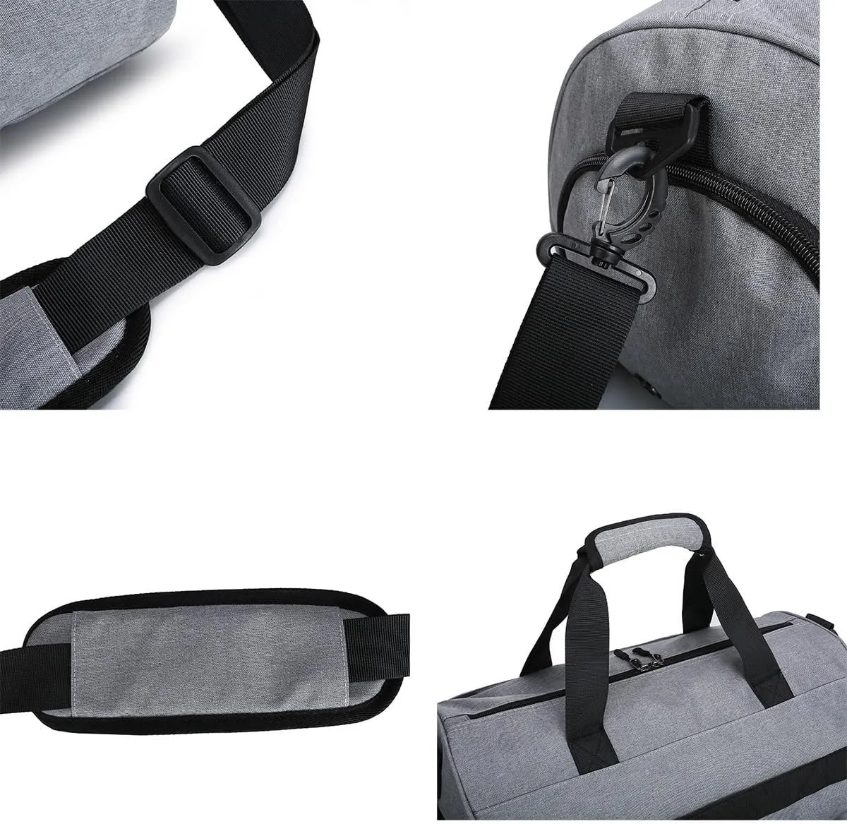 Personalized Duffle Bag for Women Men with Shoes Compartment Dry and Wet Space Individual Custom Gym Bags with Picture Text (Grey, Large)