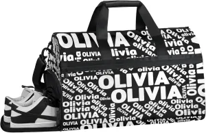 Personalized Gym Sport Duffel Bag Custom Name Travel Overnight Bag with Shoe Compartment Waterproof Customized Dance Bag Carry-On Tote, Pure Black