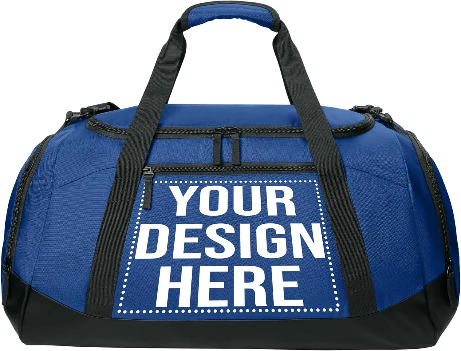 Personalized Large Sports Duffel Gym Bag for Women with Shoe Compartment, Durable Duffle Bag for Travel and Fitness, Spacious Storage, Adjustable Strap (Custom Upload, Blue)