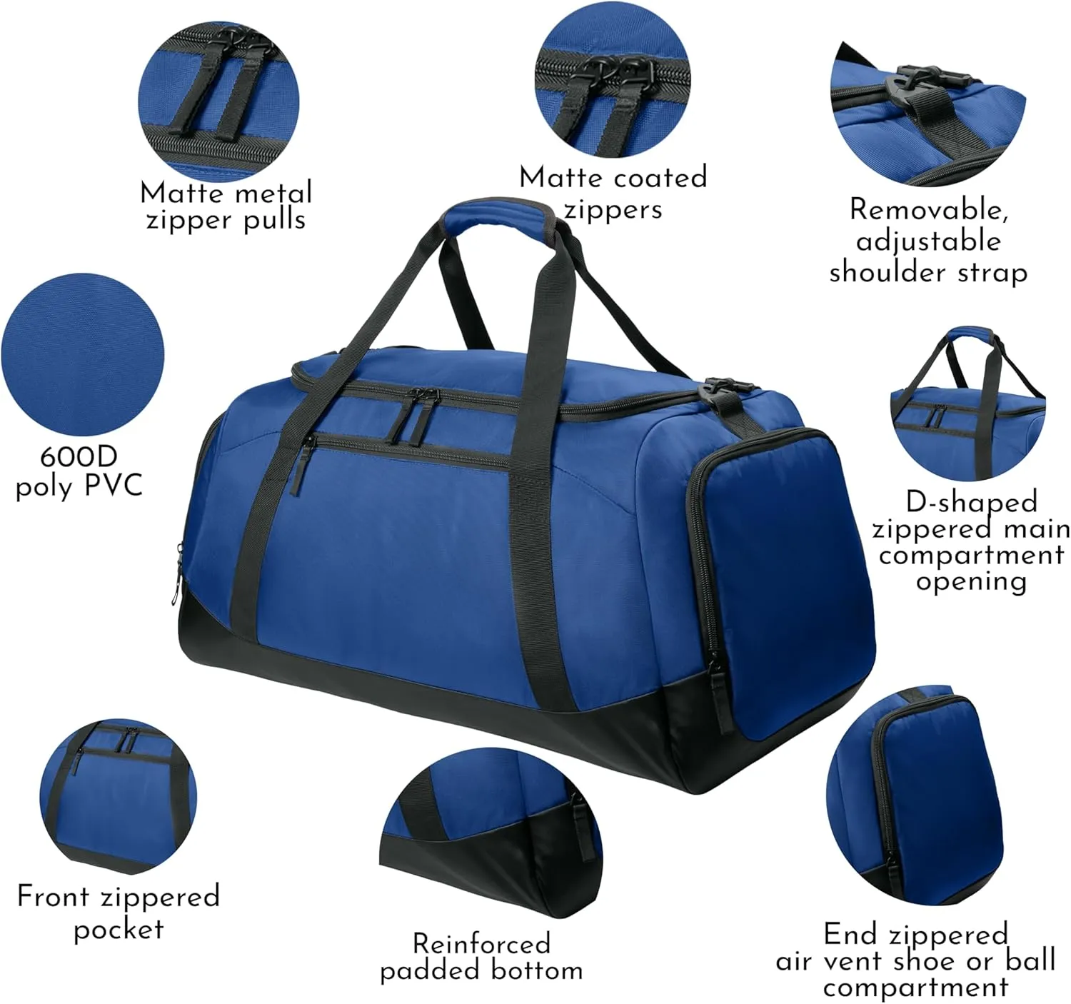 Personalized Large Sports Duffel Gym Bag for Women with Shoe Compartment, Durable Duffle Bag for Travel and Fitness, Spacious Storage, Adjustable Strap (Custom Upload, Blue)