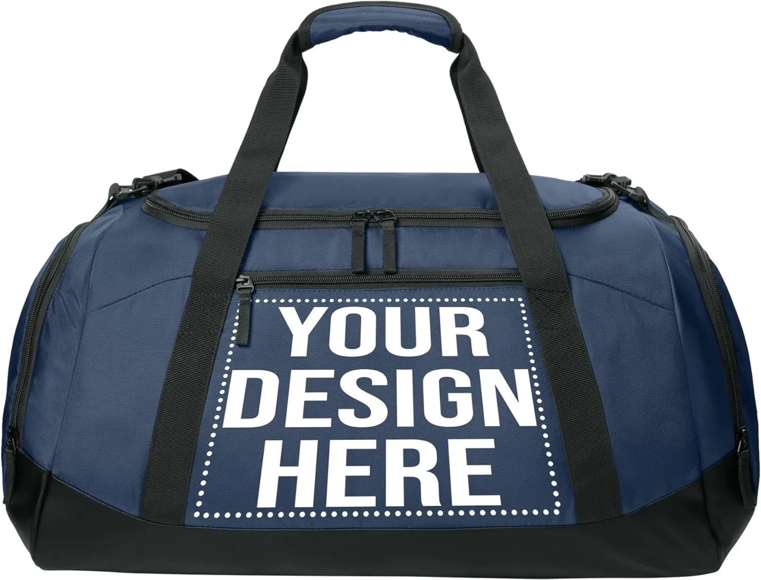 Personalized Large Sports Duffel Gym Bag for Women with Shoe Compartment, Durable Duffle Bag for Travel and Fitness, Spacious Storage, Adjustable Strap (Custom Upload, Navy)