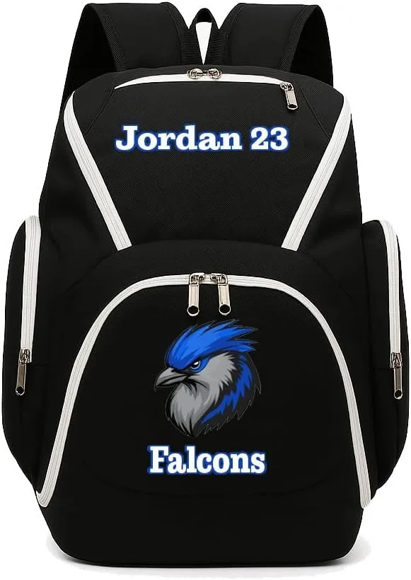 Personalized Sports Backpack – Custom Name Gym Bag for Basketball, Soccer, Volleyball, Pickleball – Durable, Large Capacity, Shoe Compartment, All Black, Youth & Adult