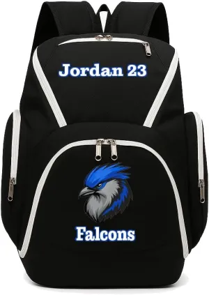 Personalized Sports Backpack – Custom Name Gym Bag for Basketball, Soccer, Volleyball, Pickleball – Durable, Large Capacity, Shoe Compartment, All Black, Youth & Adult