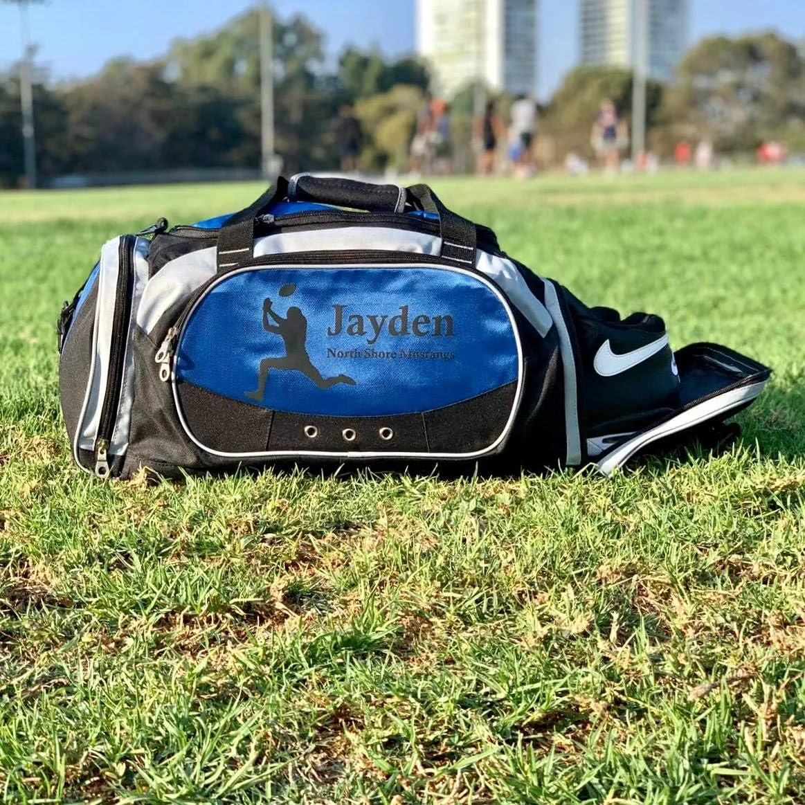 Personalized SportS Duffel Bag With Custom Name & Text - Football Black