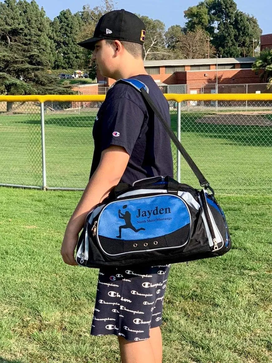 Personalized SportS Duffel Bag With Custom Name & Text - Football Black