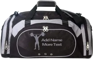 Personalized SportS Duffel Bag With Custom Name & Text - Weight Lifting/Cross Fit