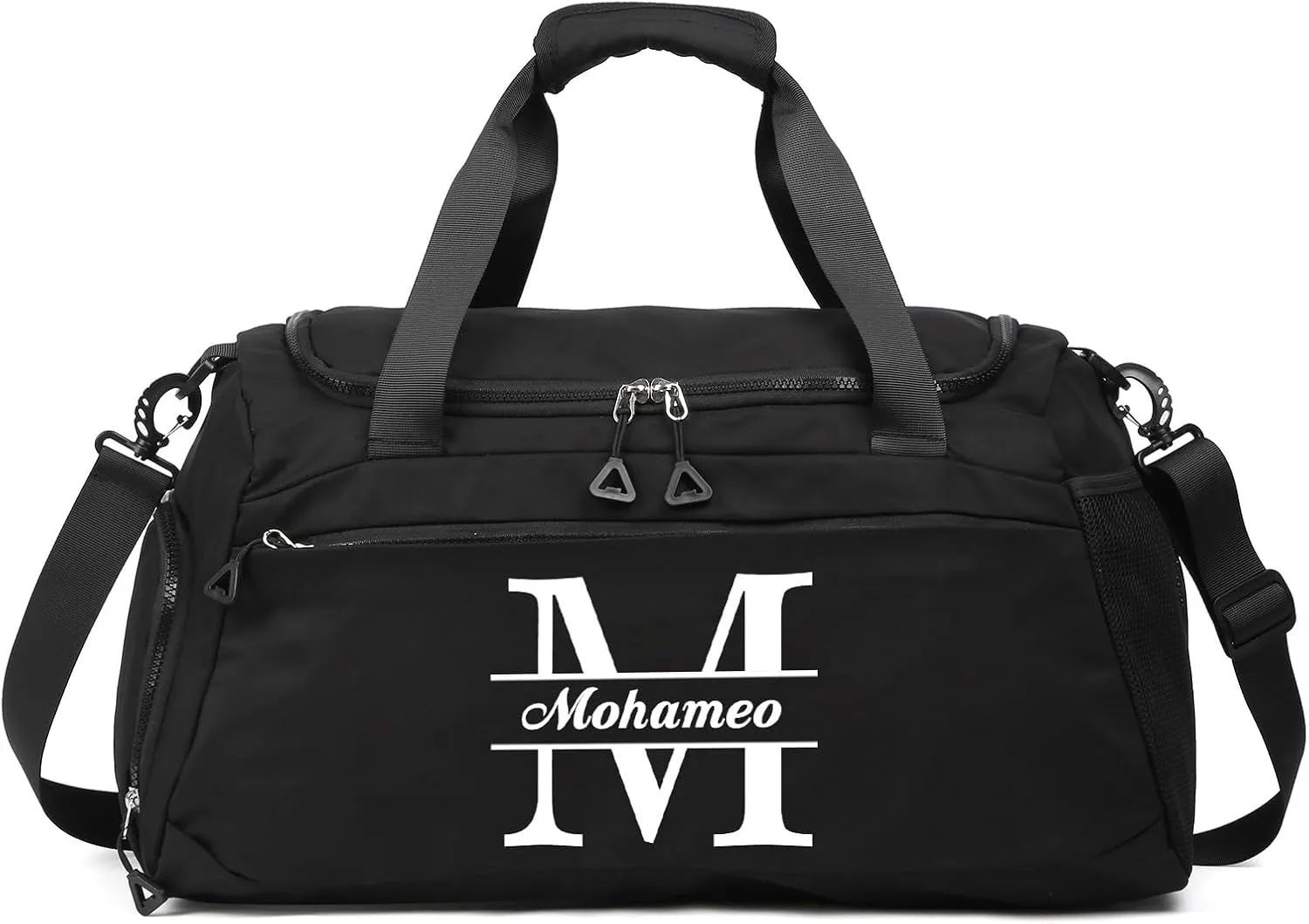 Personalized Travel Duffel Bag with Name - Custom Letter Oxford Cloth Gym Bag with Shoes & Wet Pockets Sport Bag Weekender Overnight Bag for Traveling for Women Men Gift for Christmas Groomsman Brides