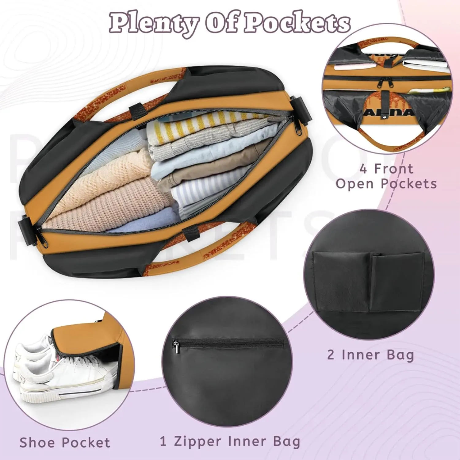 Personalized Yoga Mat Bag with Name Shoe Compartment, Water Fluid Glittering Travel Tote Sport Gym Duffel Bag