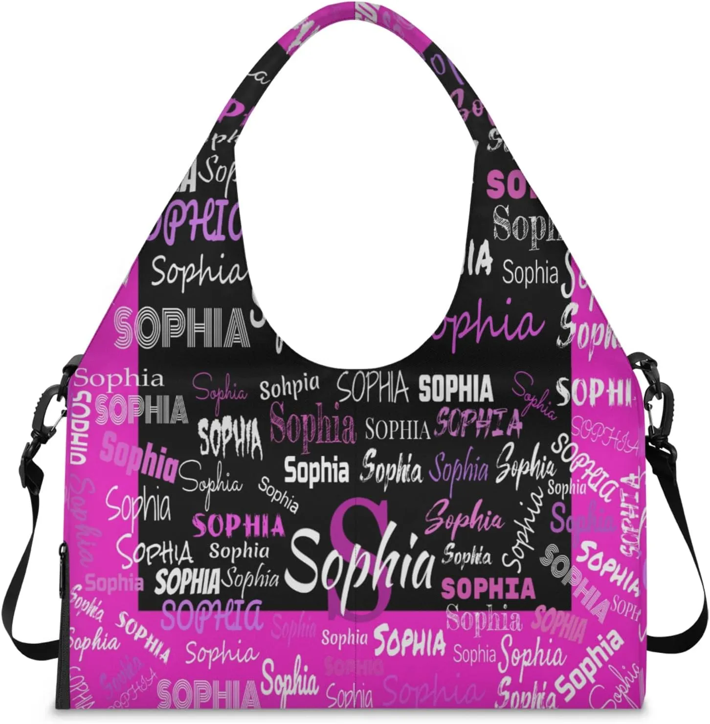 Personalized Yoga Mat Bag with Shoe Compartment, Initial Letter Name Travel Weekender Tote Sport Gym Duffel Bag