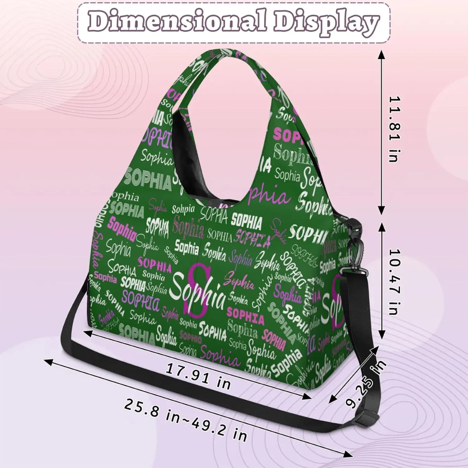 Personalized Yoga Mat Bag with Shoe Compartment, Initial Letter Name Travel Weekender Tote Sport Gym Duffel Bag