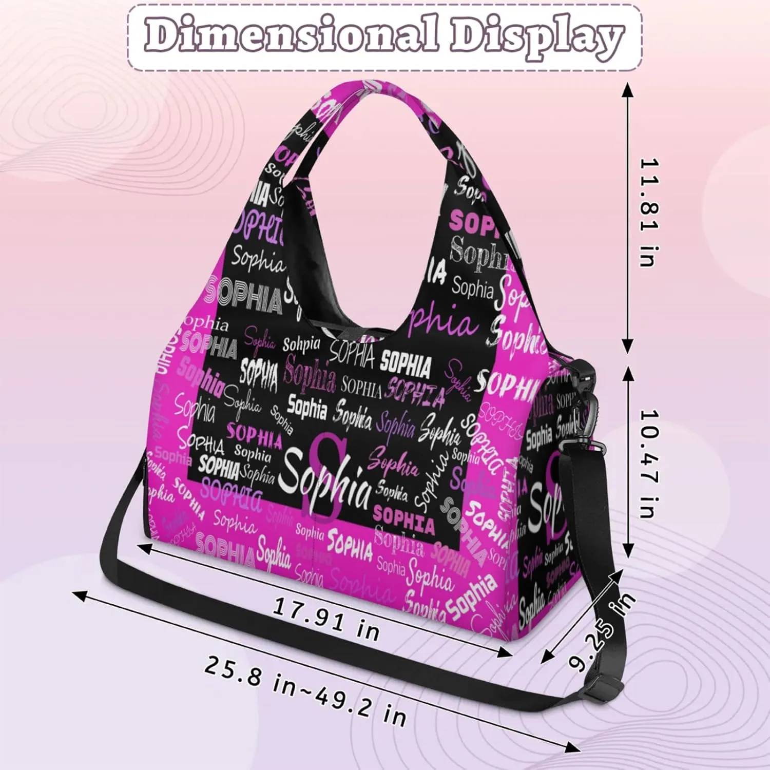 Personalized Yoga Mat Bag with Shoe Compartment, Initial Letter Name Travel Weekender Tote Sport Gym Duffel Bag