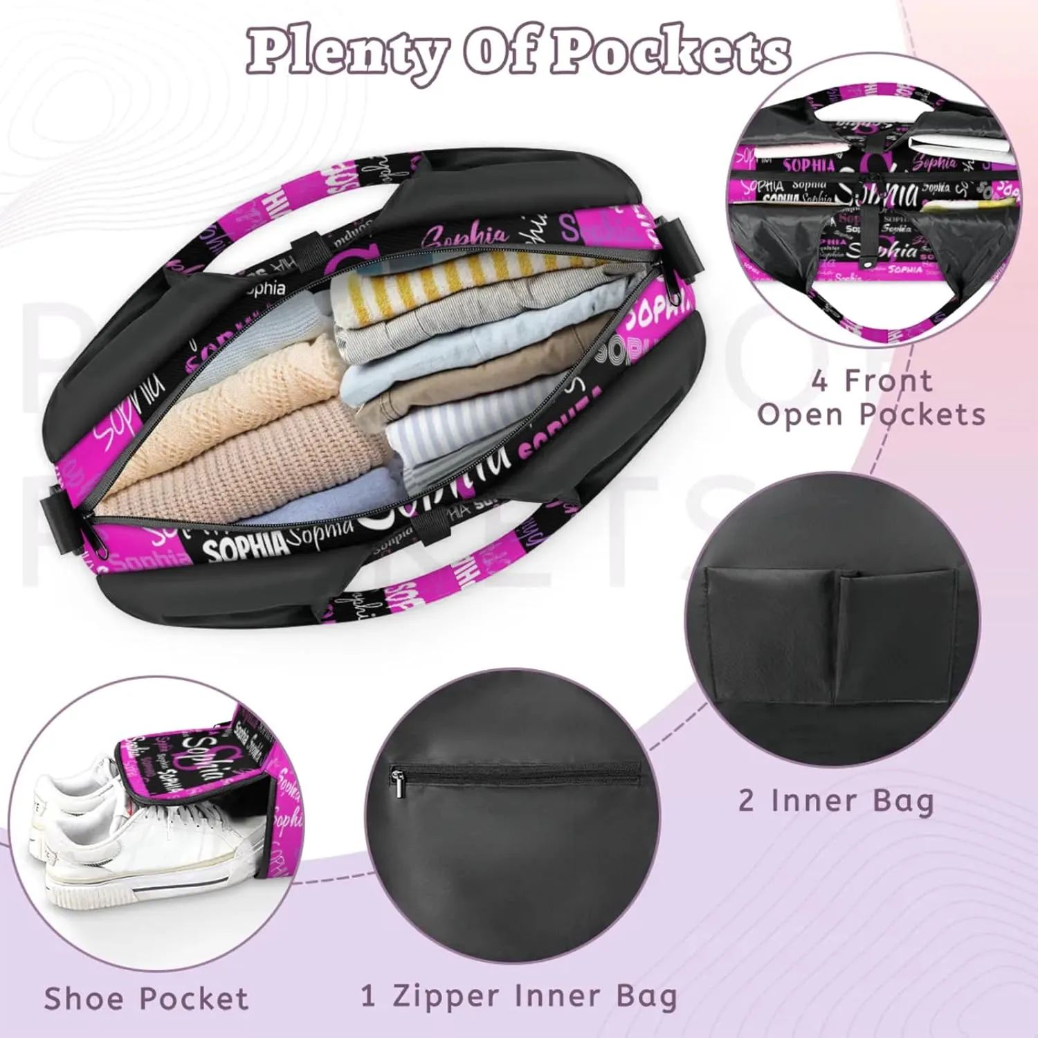 Personalized Yoga Mat Bag with Shoe Compartment, Initial Letter Name Travel Weekender Tote Sport Gym Duffel Bag