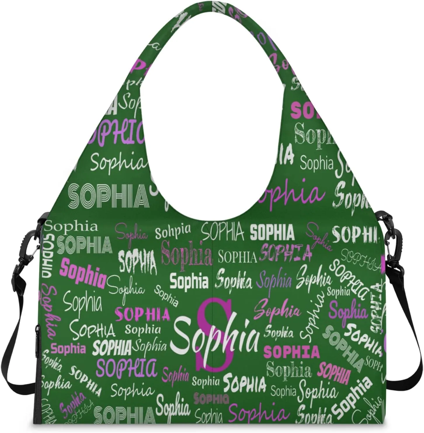 Personalized Yoga Mat Bag with Shoe Compartment, Initial Letter Name Travel Weekender Tote Sport Gym Duffel Bag