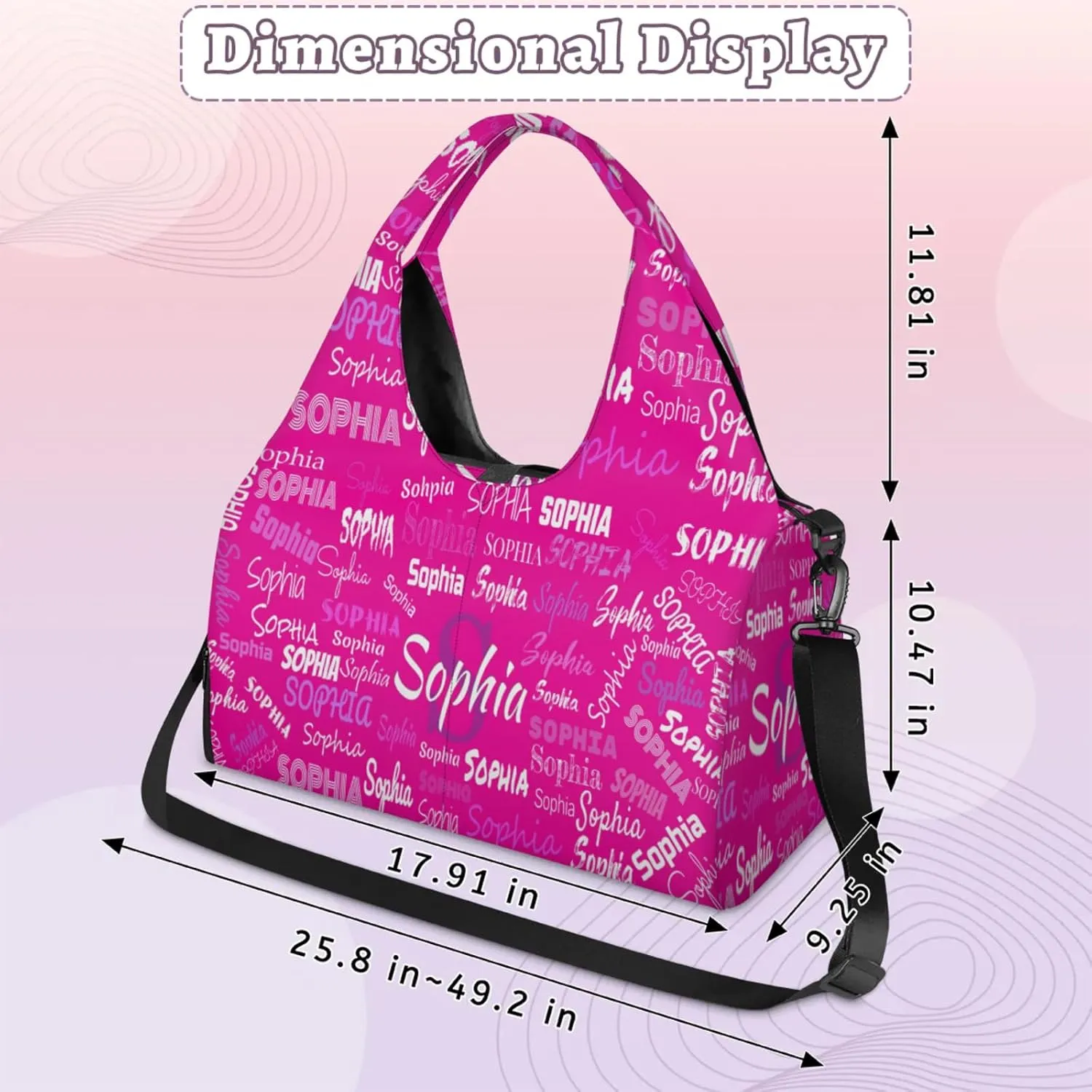Personalized Yoga Mat Bag with Shoe Compartment, Initial Letter Name Travel Weekender Tote Sport Gym Duffel Bag