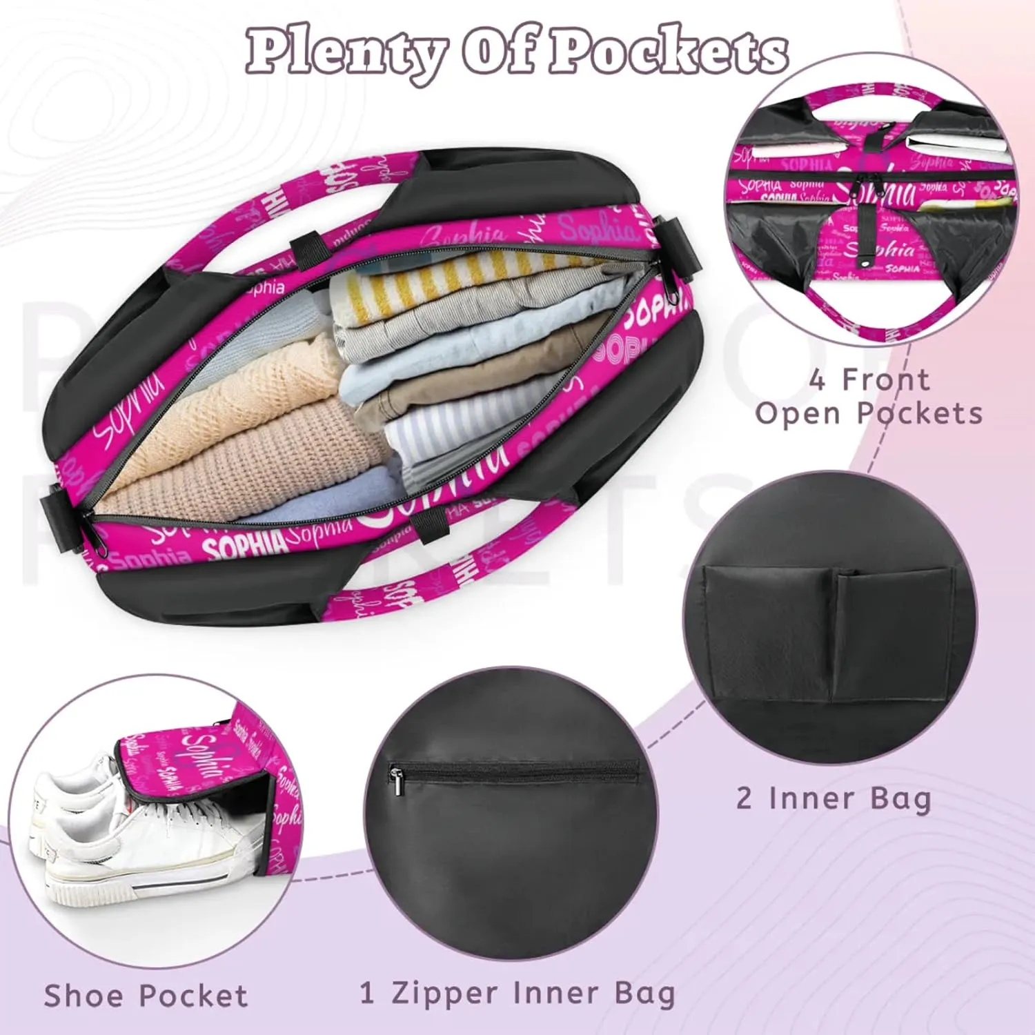 Personalized Yoga Mat Bag with Shoe Compartment, Initial Letter Name Travel Weekender Tote Sport Gym Duffel Bag