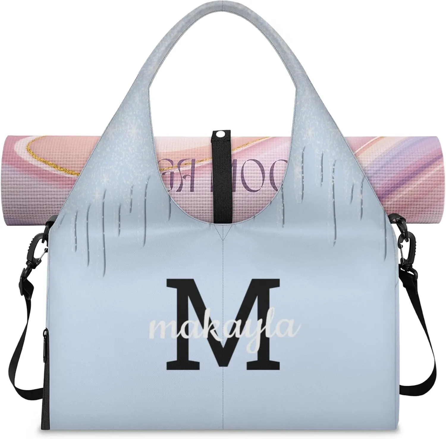Personalized Yoga Mat Tote Bag for Workout, Pilates,Travel, Beach and Gym Custom Sports Gym Duffle Bag with Name