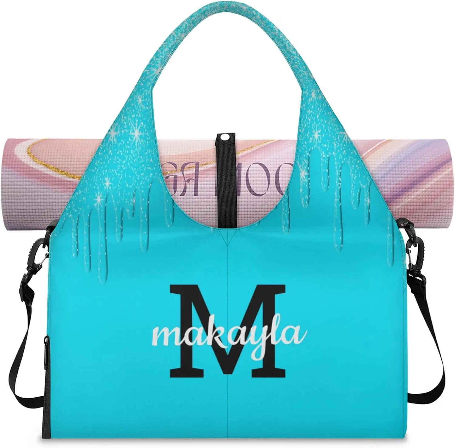 Personalized Yoga Mat Tote Bag for Workout, Pilates,Travel, Beach and Gym Custom Sports Gym Duffle Bag with Name