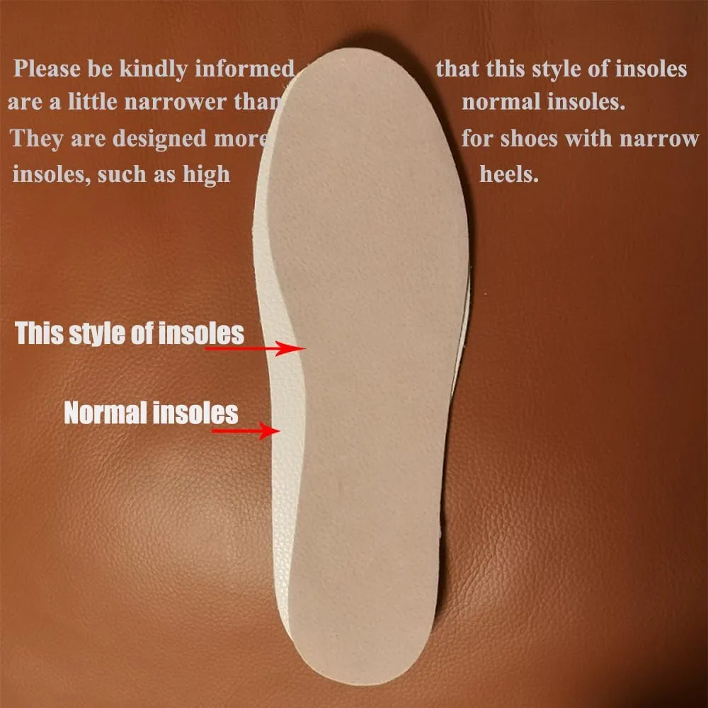 Pigskin Leather Shoe Insoles for Women, Self-Adhesive Barefoot Shoe Inserts for High Heels, Dress Shoes Sandals Flats and Boots, Sockless Shoe Liners Anti-Slip and Ultra-Absorbent, 1 Pair