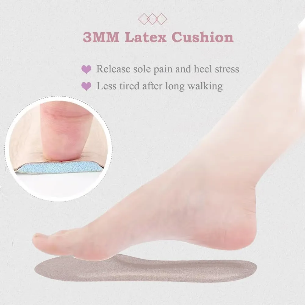 Pigskin Leather Shoe Insoles for Women, Self-Adhesive Barefoot Shoe Inserts for High Heels, Dress Shoes Sandals Flats and Boots, Sockless Shoe Liners Anti-Slip and Ultra-Absorbent, 1 Pair