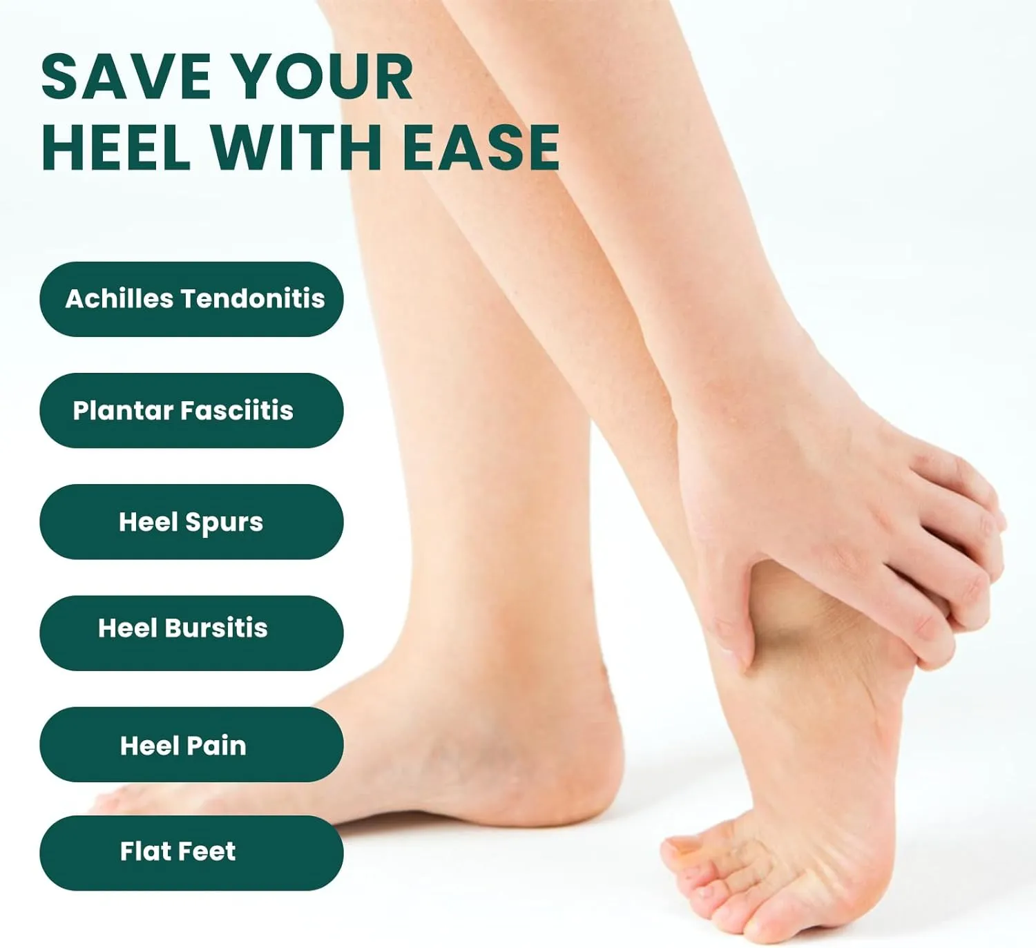 Plantar Fasciitis Heel Support Inserts - Welnove Low Arch Support Heel Cushion Cups for Heel Pain Heels Spur Achilles Tendonitis - Orthotic Shoe Insert for Women's 6-9, Men's 5-8 - 1 Pair