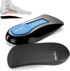 Plantar Fasciitis Heel Support Inserts - Welnove Low Arch Support Heel Cushion Cups for Heel Pain Heels Spur Achilles Tendonitis - Orthotic Shoe Insert for Women's 6-9, Men's 5-8 - 1 Pair