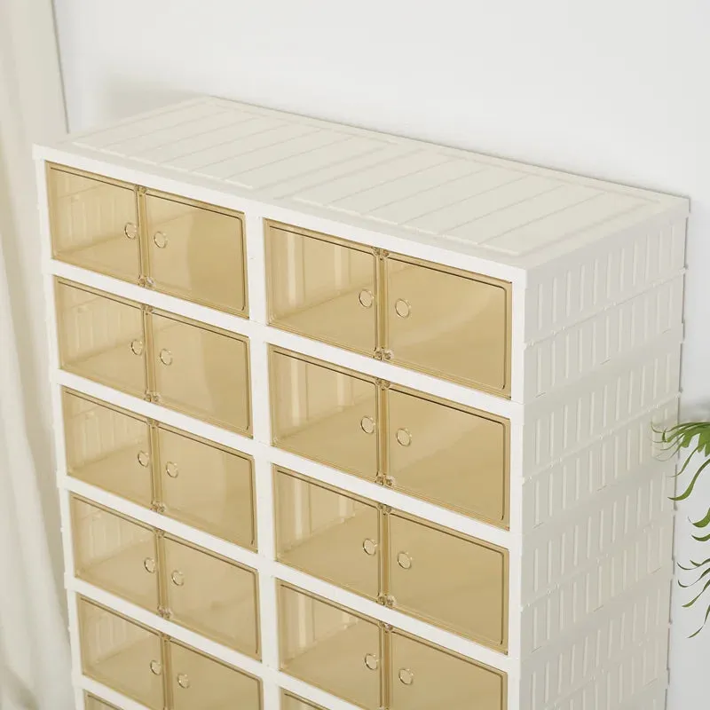 Plastic Collapsible Shoes Storage Box Easy Assembly