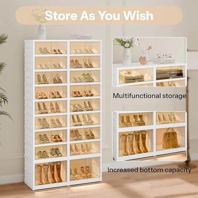 Plastic Collapsible Shoes Storage Box Easy Assembly