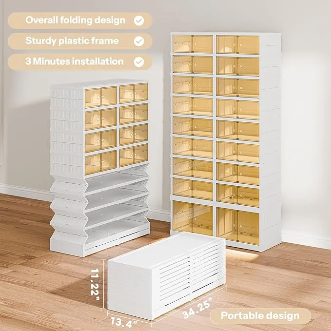 Plastic Collapsible Shoes Storage Box Easy Assembly