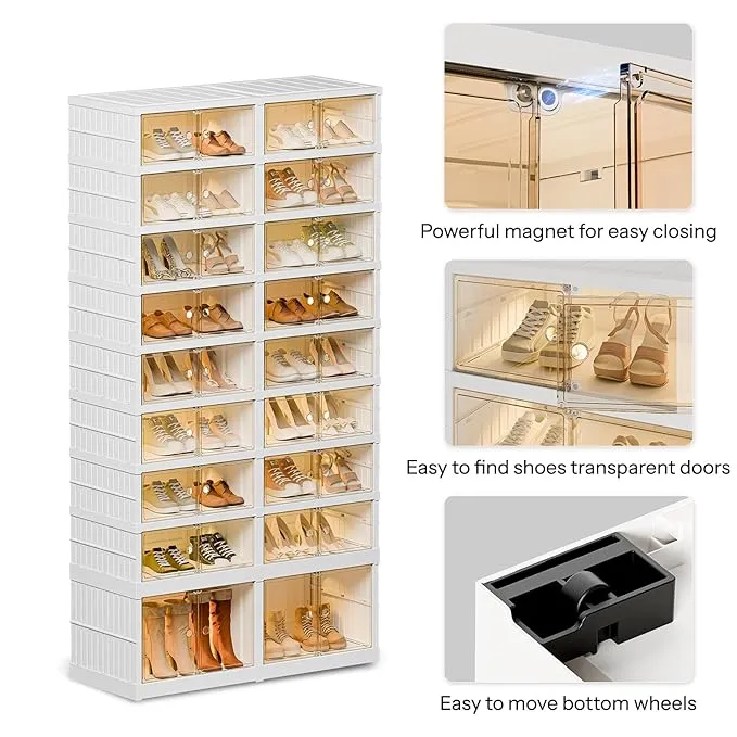 Plastic Collapsible Shoes Storage Box Easy Assembly