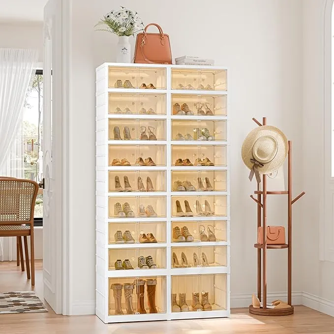 Plastic Collapsible Shoes Storage Box Easy Assembly