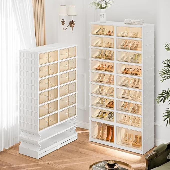 Plastic Collapsible Shoes Storage Box Easy Assembly