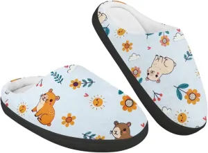 Plush Slippers for Kids House Warm Cozy Fuzzy Non-Slip Cotton Breathable Winter Slippers for Toddler Boys Girls US 9-15
