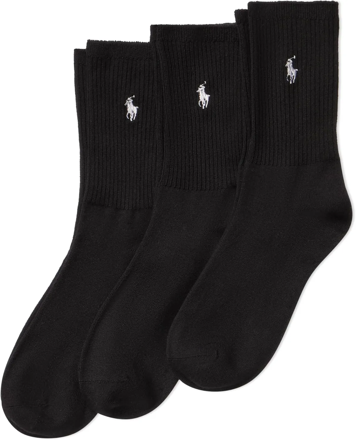 Polo Women's Su Soft Crew Socks 3 Pair Pack, Black, Women's Shoe Size: 4-10