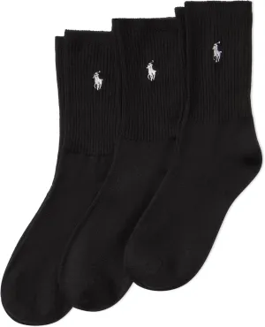 Polo Women's Su Soft Crew Socks 3 Pair Pack, Black, Women's Shoe Size: 4-10