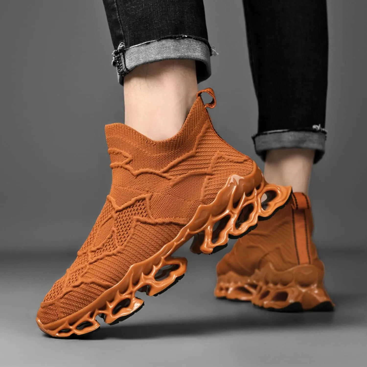 Poramea Mens Womens Slip on Loafers Walking Tennis Shoes Laceless Jogging Blade Sneakers Unisex Mesh Trail Running Casual Athletic