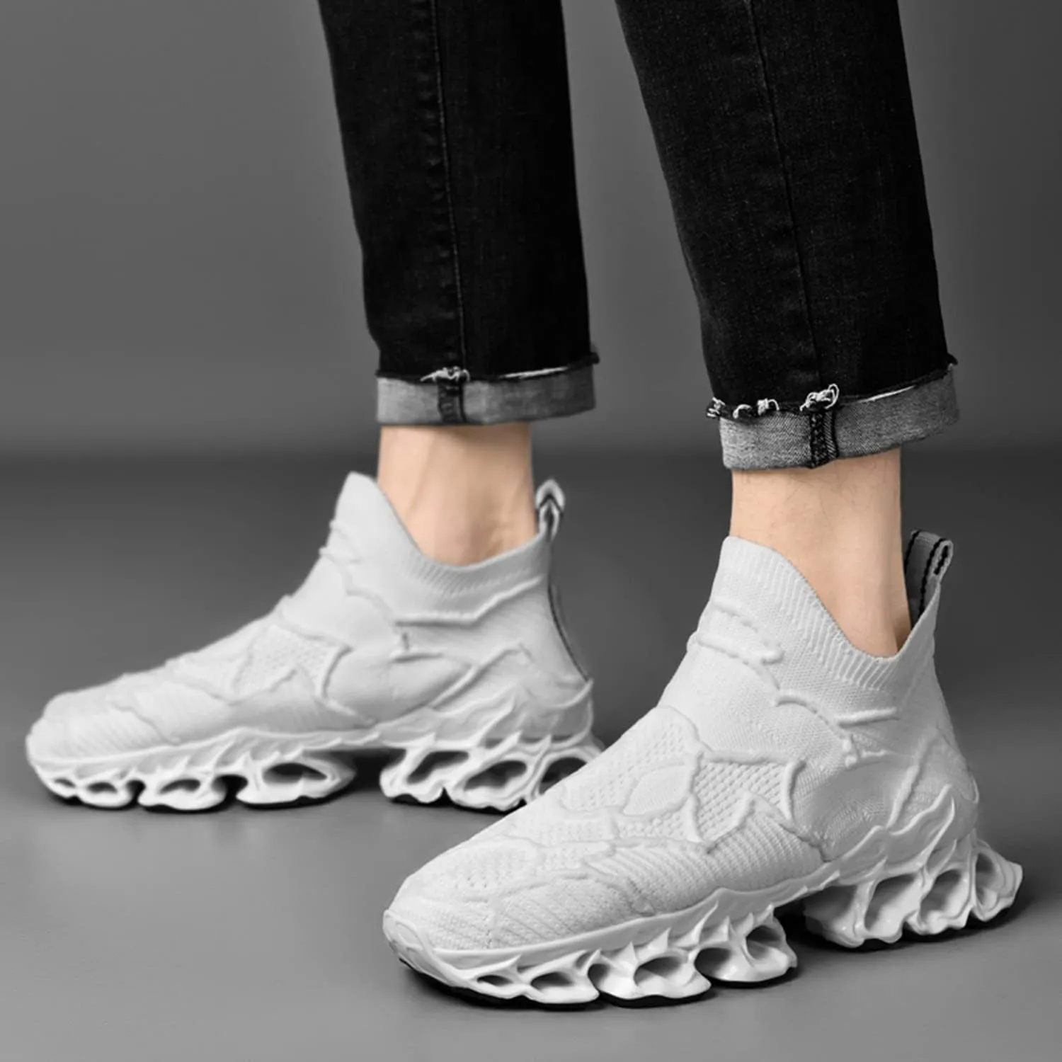 Poramea Mens Womens Slip on Loafers Walking Tennis Shoes Laceless Jogging Blade Sneakers Unisex Mesh Trail Running Casual Athletic