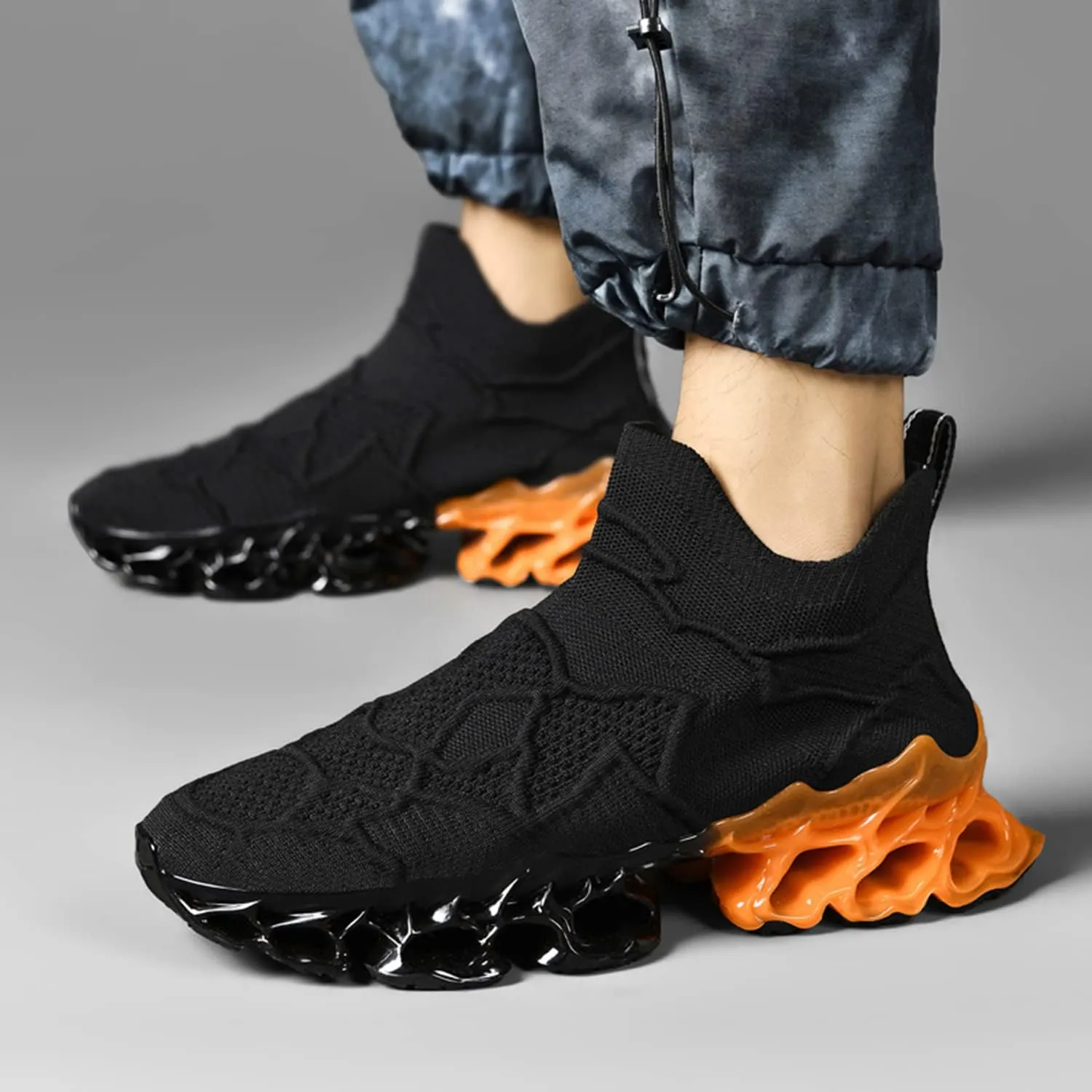 Poramea Mens Womens Slip on Loafers Walking Tennis Shoes Laceless Jogging Blade Sneakers Unisex Mesh Trail Running Casual Athletic